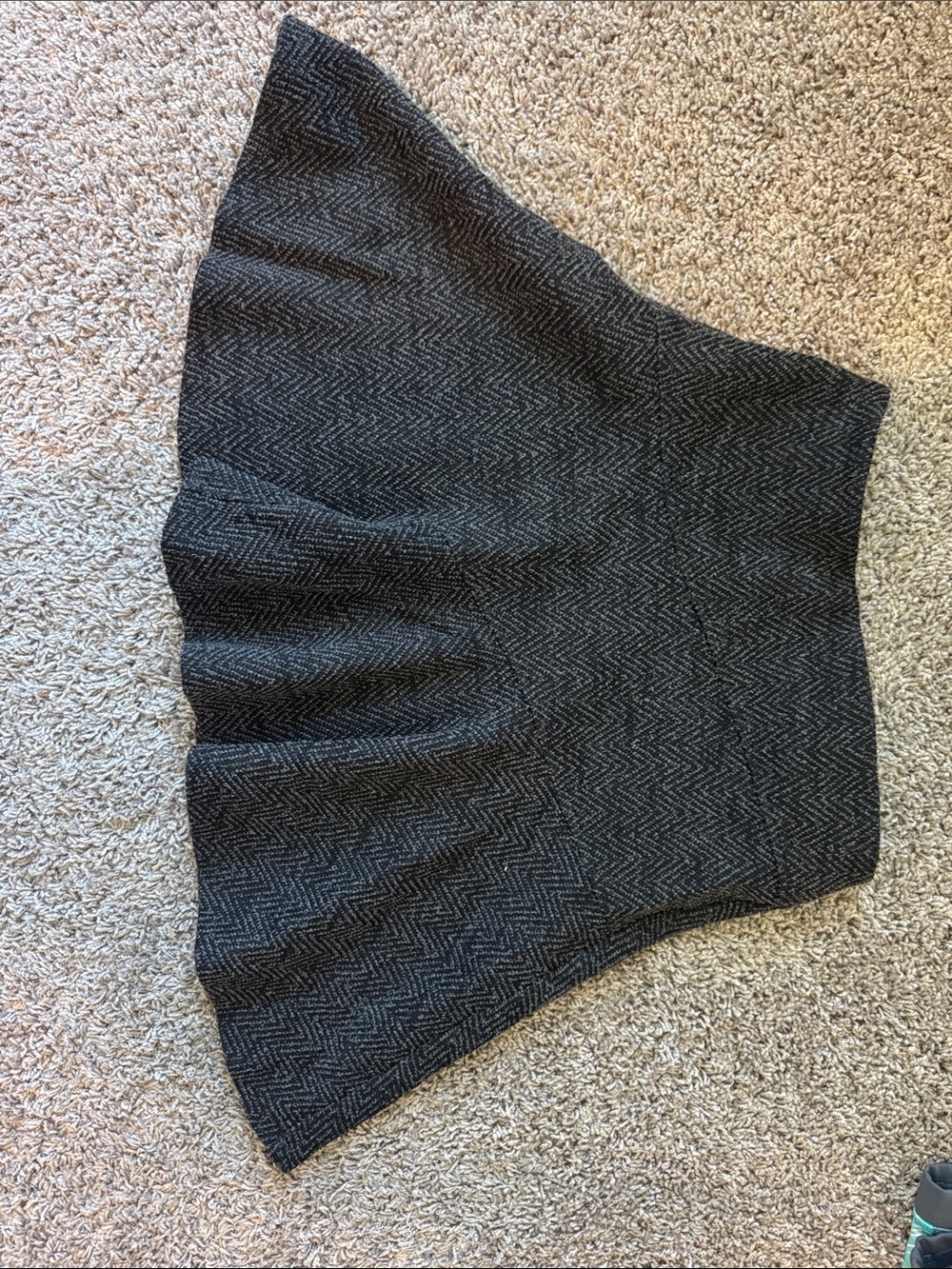 LOFT Gray Herringbone Skater Skirt